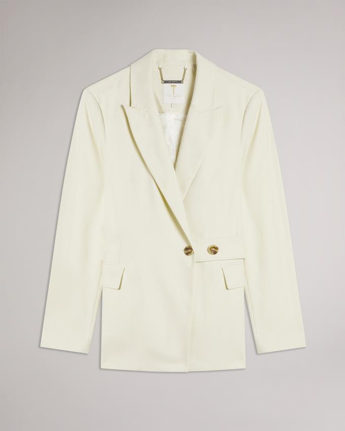 Blazer Ted Baker Peak Lapel With Waist Tab Blanche Femme | KQF-10754005